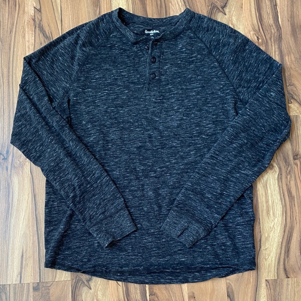 Goodfellow & Co Men's Charcoal Long Sleeve Henley